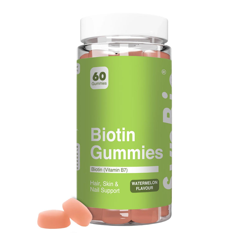 Biotin Gummies | 5000µg High Strength Biotin | Gelatin Free, Vegan, Nut Free | 60 Watermelon Gummies | Supports Healthy Hair, Skin & Nails