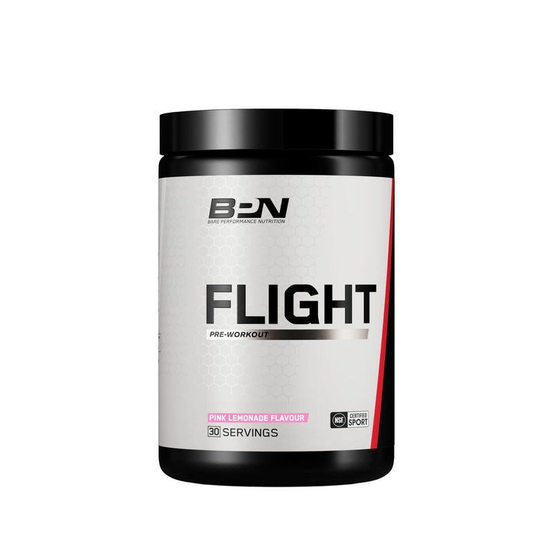 Bare Performance Nutrition, BPN Flight Pre Workout, Strong Increased Energy with CarnoSyn Beta Alanine, Pink Lemonade, 30 Servings