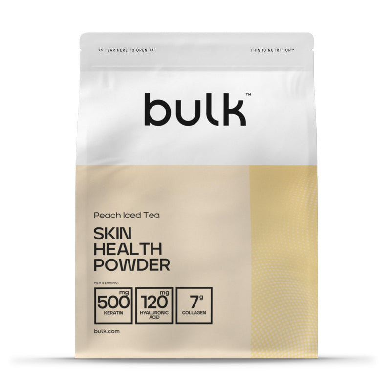 Bulk Skin Health Powder, Peach Iced Tea Flavour, 300 g, 30 Servings, Collagen, Keratin, Hyaluronic Acid, Vitamins A, C & D, Biotin, Zinc, Selenium, Beauty Supplement for Skin, Hair & Nails