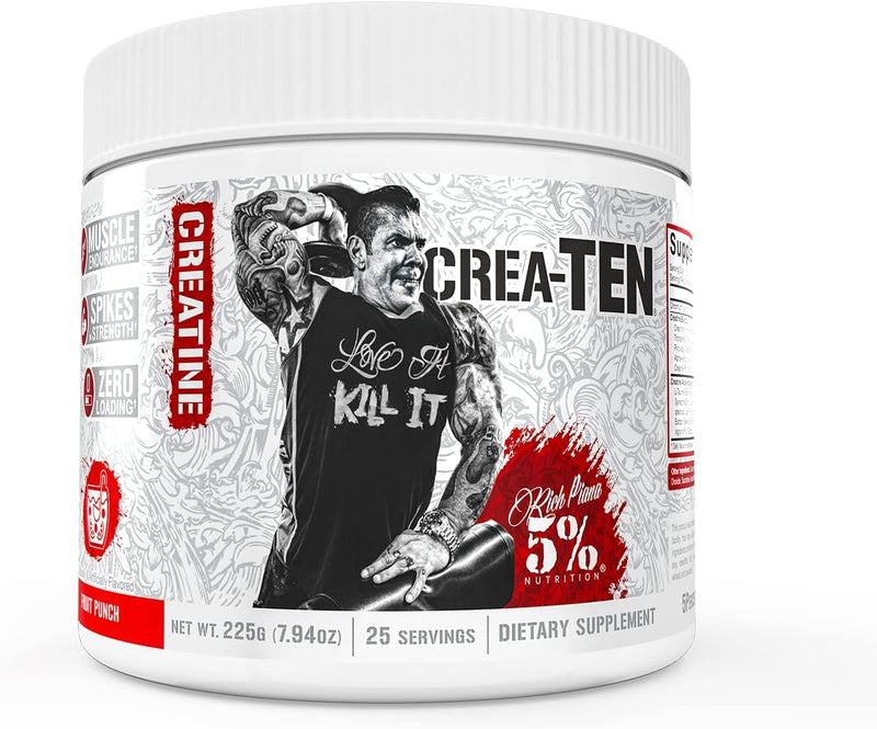 5% Nutrition CreaTEN Creatine Complex + Accelerators | Flavored Creatine Powder for Muscle Gain | Max Power, Strength, Endurance, & Recovery (225 g, Fruit Punch)