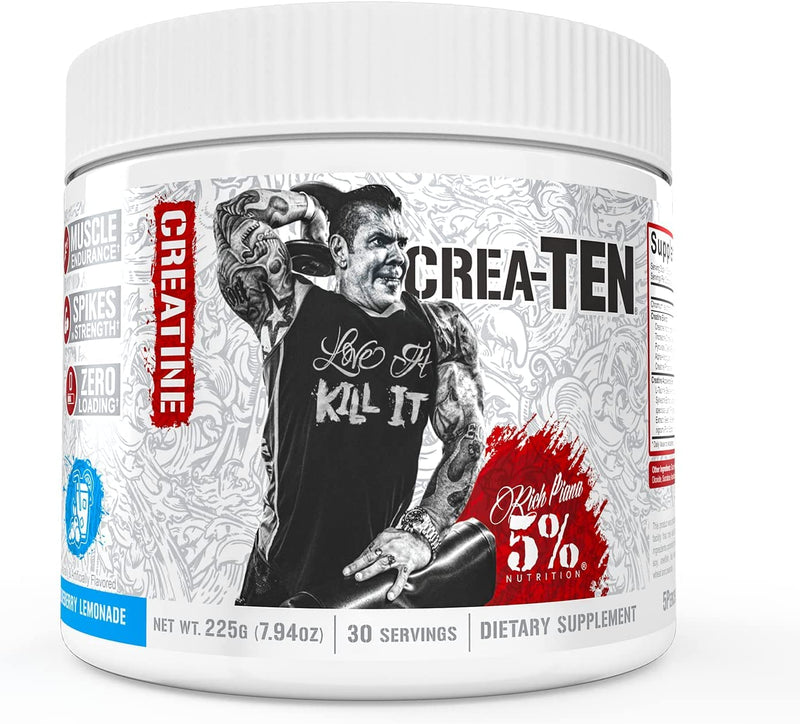 5% Nutrition CreaTEN Creatine Complex + Accelerators | Flavored Creatine Powder for Muscle Gain | Max Power, Strength, Endurance, & Recovery (225 g, Blueberry Lemonade)
