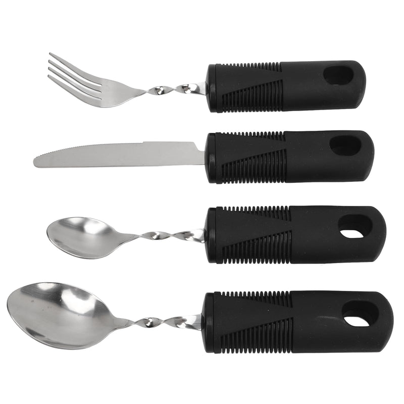 Weighted Silverware Set for Parkinson's & Arthritis, Adaptive Utensils for Hand Tremors, 2 Spoons, 1 Fork, 1 Knife, Ergonomic Stainless Steel Cutlery with Anti-Shake Design