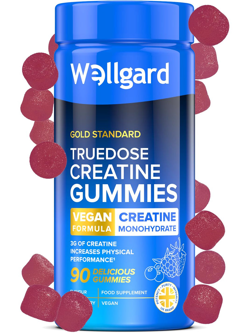 Wellgard Creatine Gummies - Truedose 3000mg Creatine Monohydrate Gummy, Batch Tested & Lab Verified, 90 Gummies 30 Day Supply, Vegan
