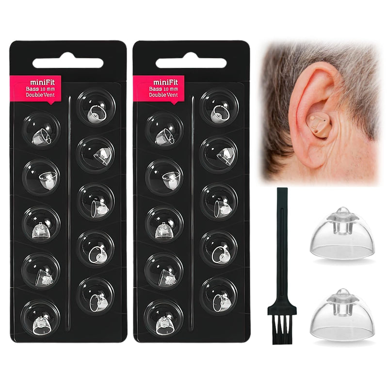 Leogony Hearing Aid Domes for Oticon Replacements, Vent Bass Domes Hearing Aid Accessories (2 Pack） (10mm Double) 10mm Double