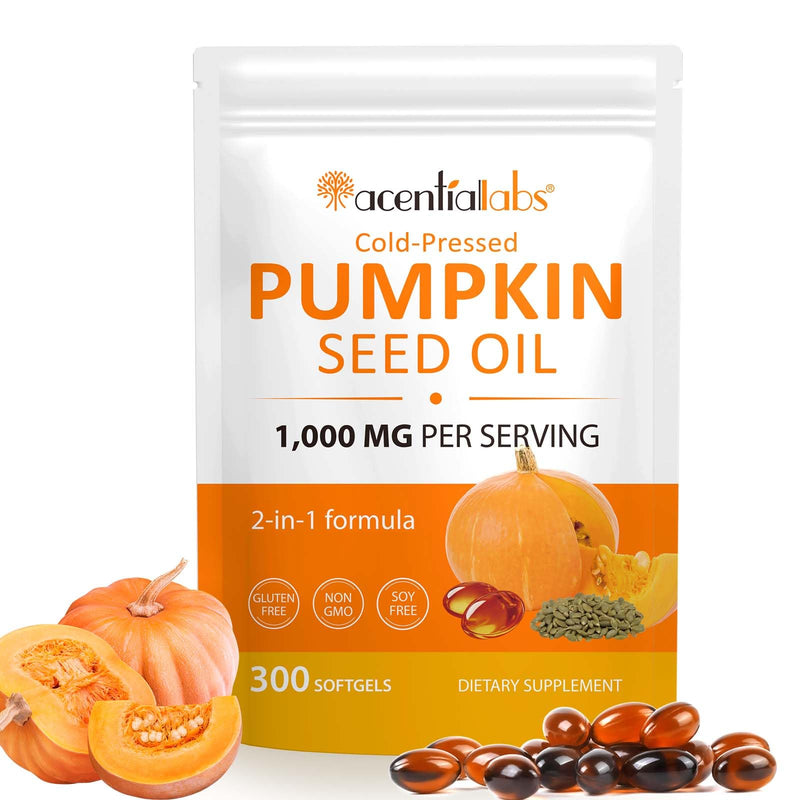 300 PCS Pumpkin Seed Oil Capsules,Pumpkin Seed Extract (3000mg per 3 Soft Gel Serving) | 2 in 1 Pumpkins Seed Oil for Hair Growth, Cold Pressed, Supports Hair, Heart, Skin Supplement | Non-GMO 300 count (Pack of 1)