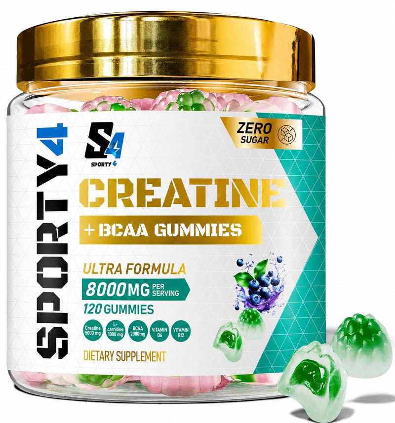 Lab Tested CREATINE Ultra + BCAA 8000mg | 120 Gummies | L Carnitine | Vitamin B6 and B12. Pre Workout Muscle Recovery Supplement for Men and Women, Sugar Free | Pre/Post Workout Gym