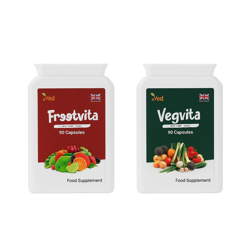Ved Super Greens Fruits and Veggies Supplements, Greens Supplement Superfood Formula with Vitamins and Minerals from Fruits and Vegetables, 90 Vegan Capsules, Pack of 2