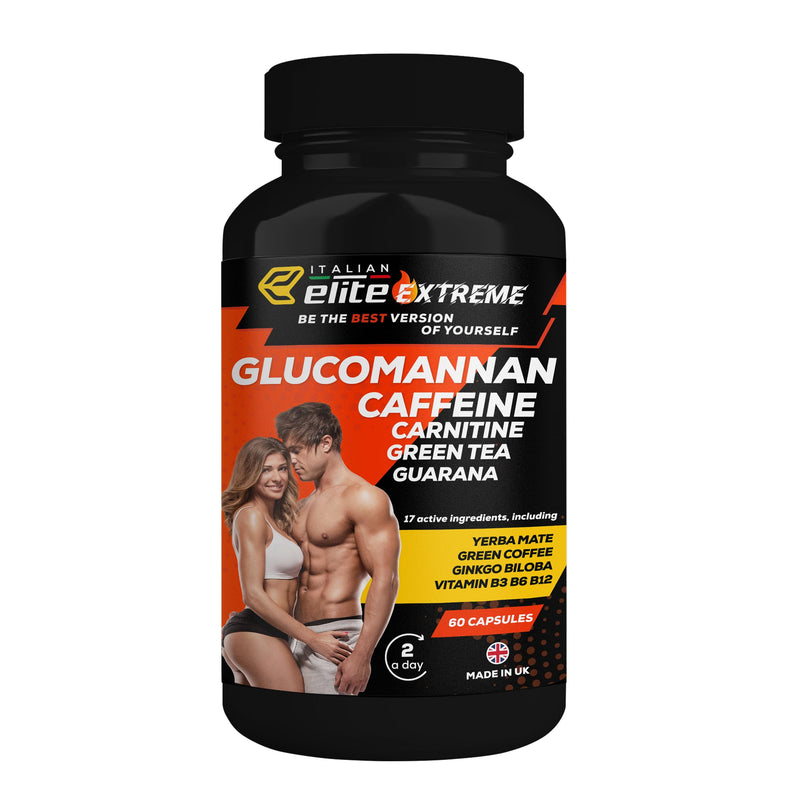 Italian Elite® Elite Extreme 60 Capsules. Dietary Supplement with Caffeine, Green Tea, Carnitine, Glucomannan, Apple Cider Vinegar, and Guarana. Support for an Active Lifestyle, Energy, and Focus. 60 count (Pack of 1)