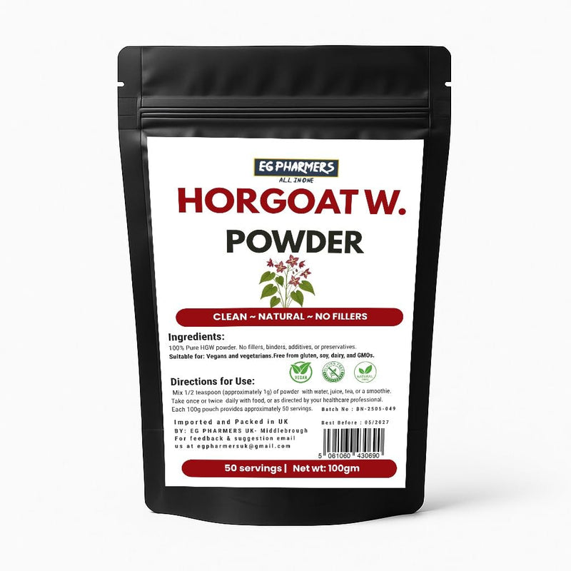 Clean HornGoat Wd Powder | Pure & Natural | No Fillers or Additives | Ground Leaf | Packed in the UK | 50 Servings 1 Month Supply