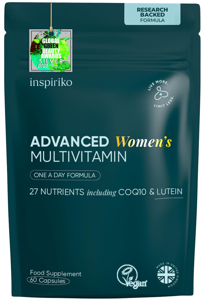 Inspiriko Women’s Multivitamins with 100mg CoQ10 & Lutein - (2 Month Supply) Award-Winning Multivitamin Tablets for Women - 27 Vitamins and Minerals, High Strength, Once Daily, Vegan