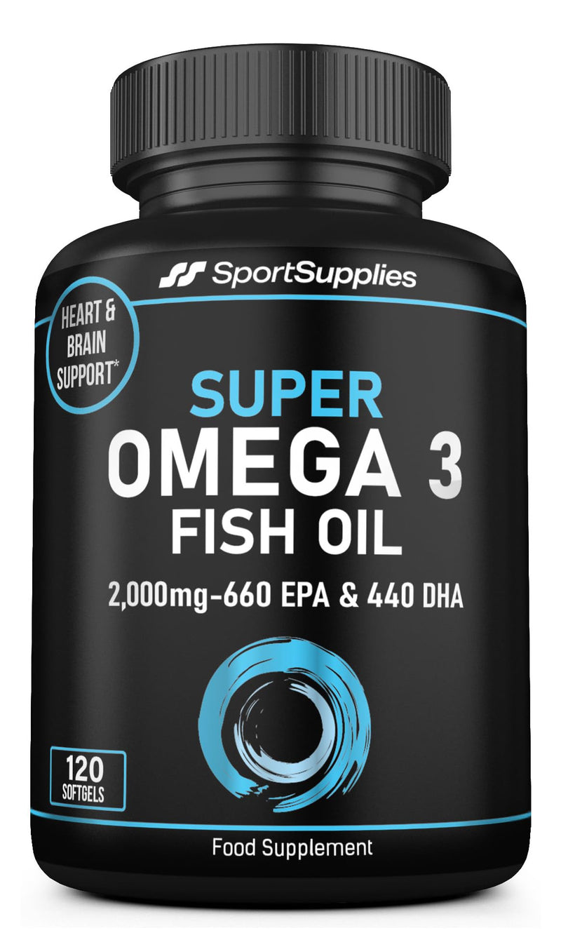 Omega 3 Fish Oil Capsules High Strength - 2,000mg Daily Serving - 33:22 EPA/DHA - 120 Softgel Capsules - SS Sport Supplies 120 count (Pack of 1)