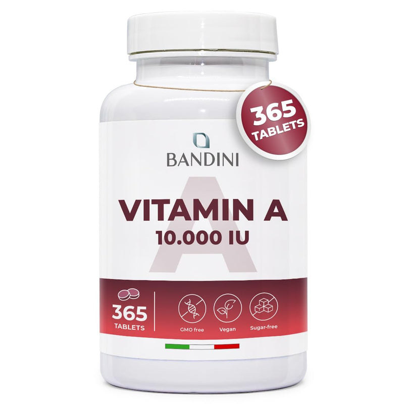 Bandini® Pure Vitamin A, 365 Vegan Microtablets (1+ Year), Helps Maintain Normal Skin and Vision, Retinyl Acetate, Alternative to Vitamin A Drops, Non-GMO