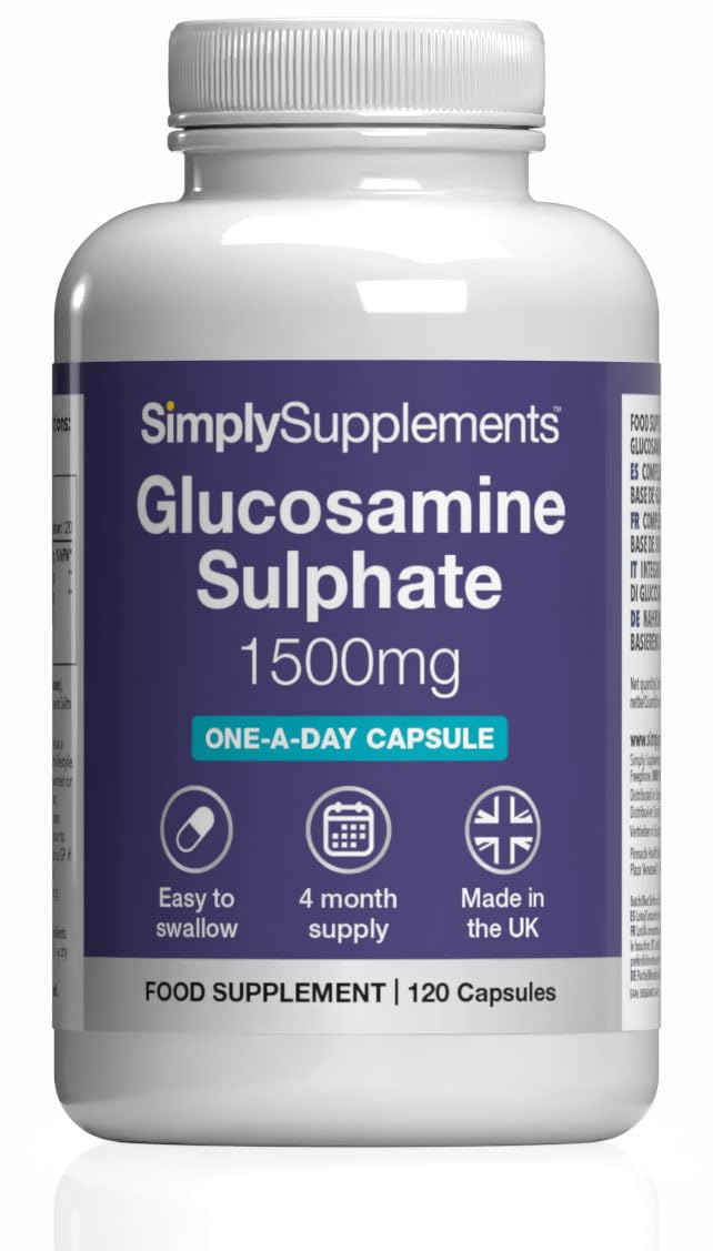 Glucosamine Sulphate 1500mg | Supports Natural Glucosamine Levels | High-Strength 2KCl Formula | One-a-Day Convenience | 120 Capsules = 4 Months' Supply | GMP-Certified & UK-Made Unflavoured 1 count (Pack of 120)