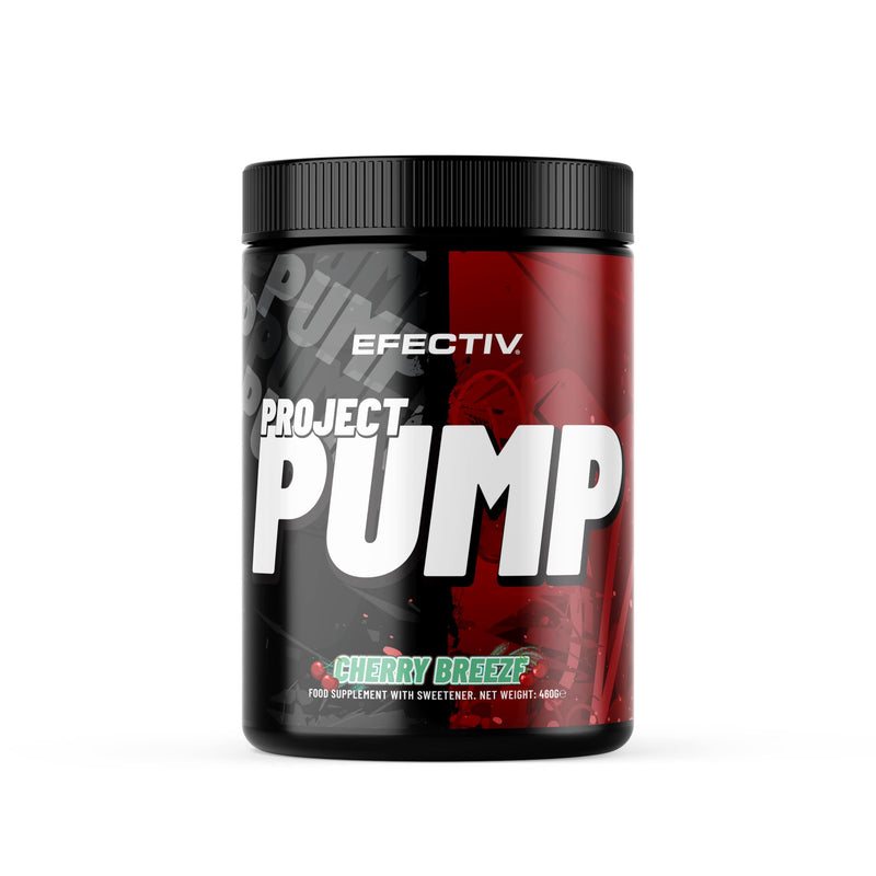 Efectiv Project Pump Pre Workout Powder - Stimulant Free Pre Workout with Citrulline, Nitrosigine, Rednite for Vicious Pumps & Enhanced Focus - Vegan, 40 Servings, Made in UK, Cherry Breeze Flavour