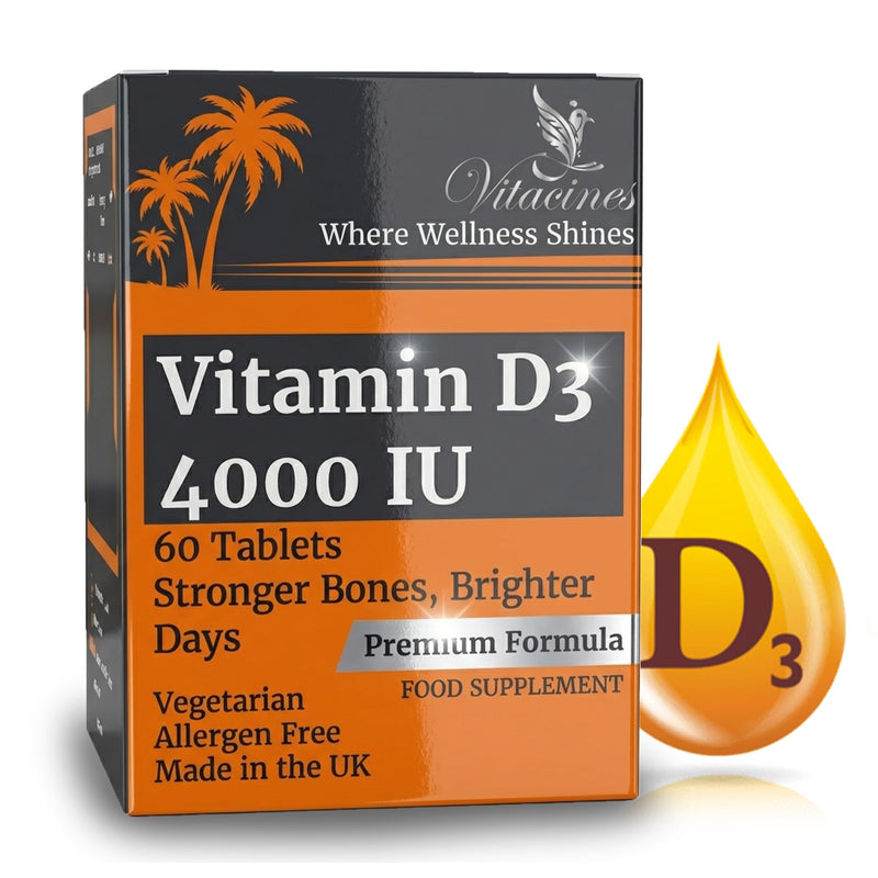 Vitamin D3 4000 IU Tablets | 60 Tablets | Vegetarian, Halal & Kosher Certified | Allergen Free, Gluten Free, Non GMO | Immune, Bone & Muscle Support | Made in The UK | 2 Month Supply