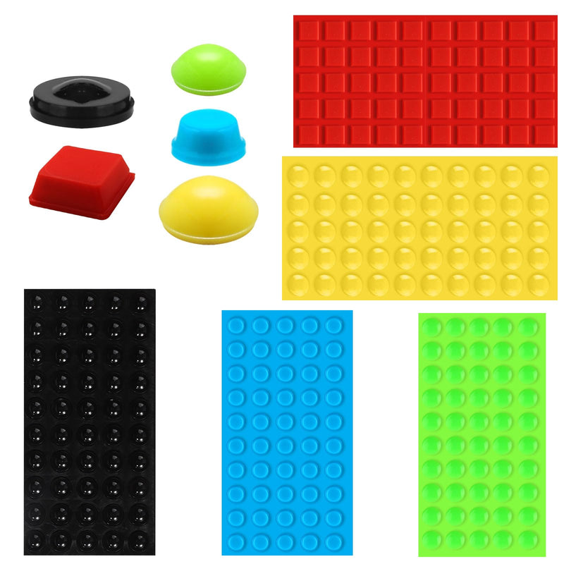 Tinoaly 250pcs Bump Dots for Visually Impaired, Assorted Sizes Adhesive Silicone Braille Stickers Low Vision Aids Tactile Dots for Blind & Elderly (Black, Red, Green, Yellow, Blue)