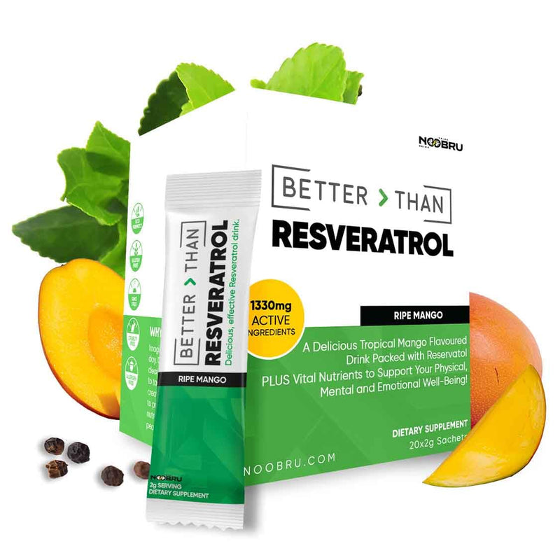 Noobru™ - Better Than - Resveratrol - Powerful Polyphenol Supplement with Fisetin & Mango Flavor for Longevity, Cellular Health, Brain Function & Anti-Aging Support