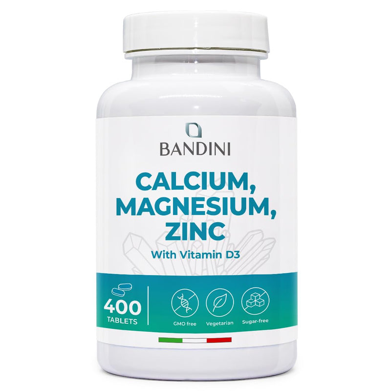 Bandini® Calcium Magnesium Zinc Vitamin D3 + K2 MK7 | 400 Tablets | with Copper, Selenium, Manganese, Boron | Supports Bones Teeth Muscle Function & Immunity | High Strength Immune Health Supplement