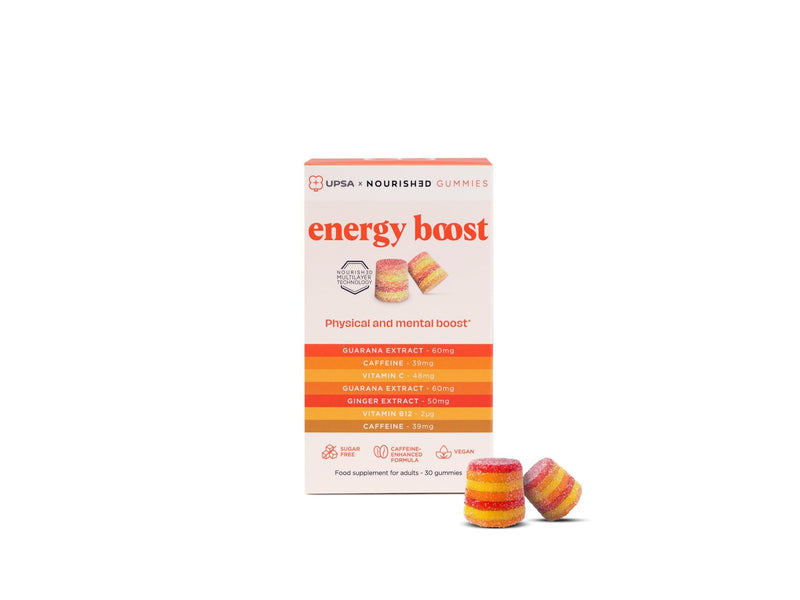 UPSA x Nourished 7-in-1 Energy Gummies - Vegan Multivitamin for Adults with Vitamin C, E, Guarana Extract, Caffeine, Vitamin B12, Ginger Extract - Energy Boost, Immune Support - 30 Vitamin Gummies 1