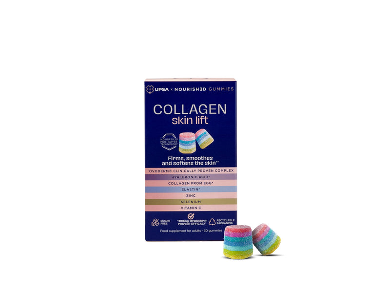 UPSA x Nourished 7-in-1 Skin Lift Collagen Gummies - Vegetarian Formula - Ovoderm® Complex, Vitamin C & Multivitamins for Skin Firmness - 30 Gummies (Take 2 a Day) - Visible Results in 15 Days 1