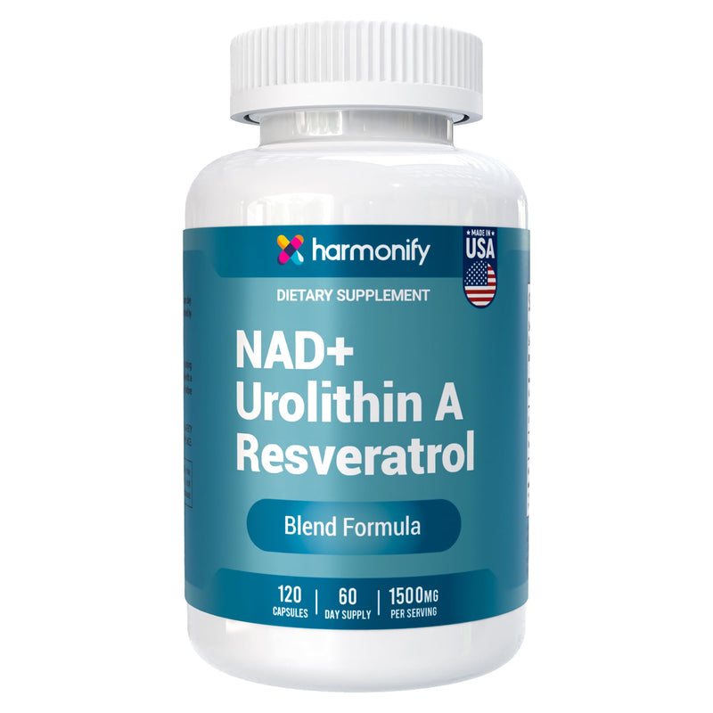 NAD Nicotinamide Riboside Resveratrol with Urolithin A 1500mg, Advance Support Supplement, 120 Capsules, Proudly USA Company