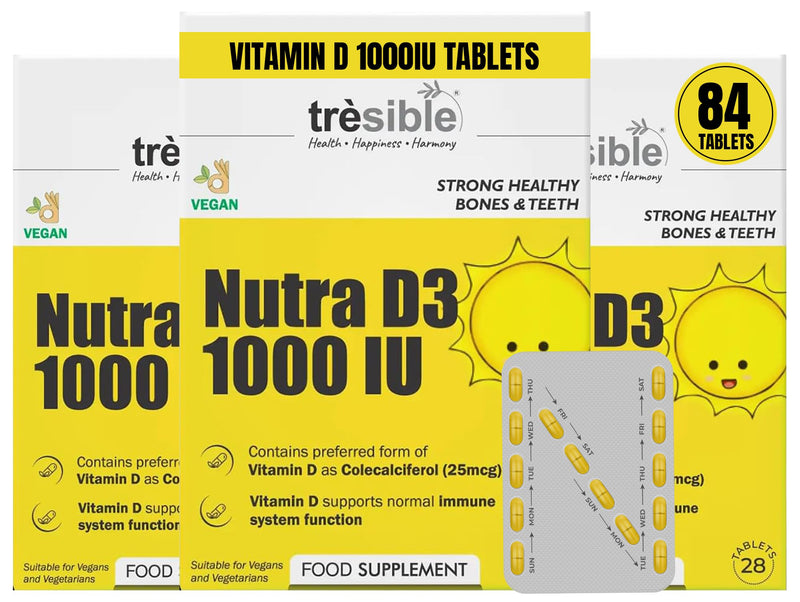 Vitamin D 1000IU Tablets (3-Month Supply) - High Strength Vitamin D Tablets to Support Immune System, Teeth, Bones, and Muscles - 84 Count Vitamin D3 1000 IU Tablet for Children and Adults 1 count (Pack of 84)