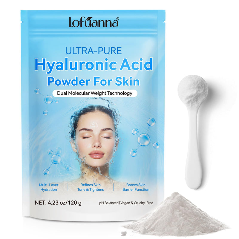Hyaluronic Acid Powder, Water-soluble High Molecular Weight Hyaluronic Acid Serums Powder, Water Soluble Hydrating Ingredient for Skin Moisture, Hyaluronic-skincare-molecular-hydrating-ingredient