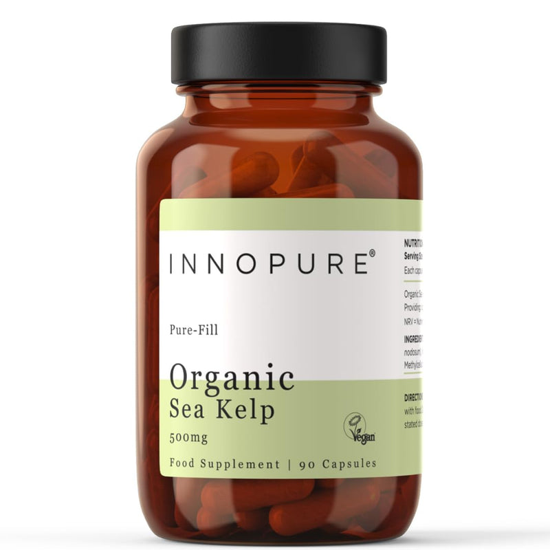 INNOPURE Organic Sea Kelp 500mg – Pure-Fill (No Fillers or Binders), 435mcg of Iodine Supplement per Capsule, Soil Association Certified, UK Made, 90 Capsules (3 Month Supply) 90 count (Pack of 1)