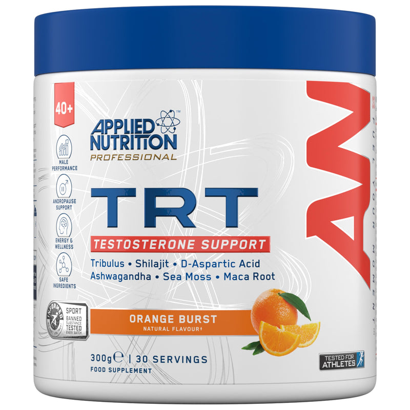 Applied Nutrition TRT for Men Over 40 | Zinc, Magnesium, D-Aspartic Acid, Maca, Ashwagandha & Sea Moss | Informed Sport – Orange Burst (300g – 30 Servings) 30 Servings (Pack of 1)
