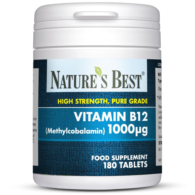 Nature's Best Vitamin B12 (Methylcobalamin) 1,000µg - High Strength Supplement - Immune Support - UK Made - 180 Tablets (6 Months' Supply)