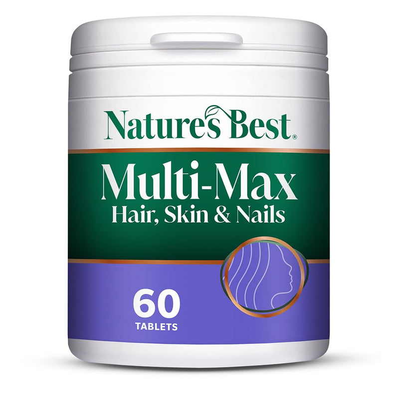 Nature's Best Multi-Max Multivitamin for Hair, Skin & Nails - with Biotin, Selenium & Zinc - Triple Action Support - UK Made - 60 Tablets (2 Months' Supply) 60 count (Pack of 1)