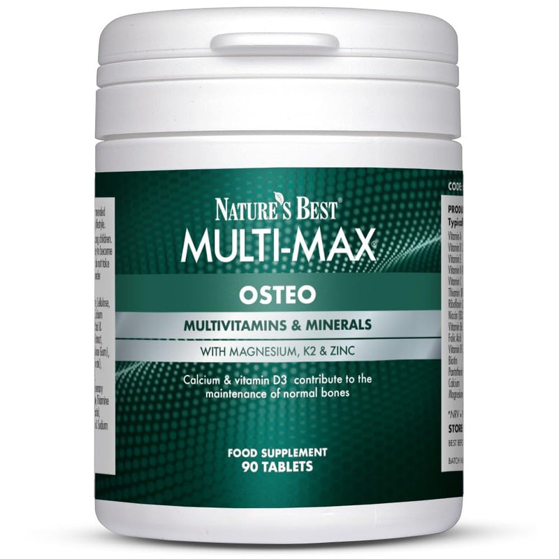 Nature's Best Multi-Max Osteo Multivitamin for Bones - with Vitamin C, D, Magnesium, Calcium - Comprehensive Bone Health Support - UK Made - 90 Tablets (Over 1 Month's Supply) 90 count (Pack of 1)