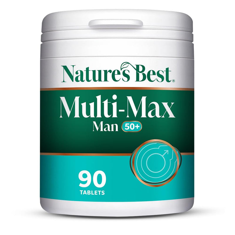 Nature's Best Multi-Max Man 50+ Multivitamin - Targeted Support with Vitamin D, B and Magnesium for Energy & Cognitive Health for Men Over 50 - UK Made - 90 Tablets (3 Months' Supply)