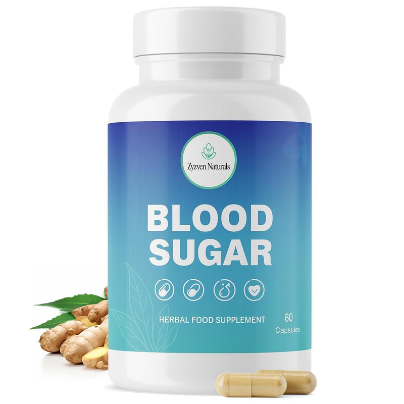 Zyzven Naturals Blood Sugar Support, 60 Vegan Capsules, Herbal Food Supplement with Organic Ingredients, Made in UK