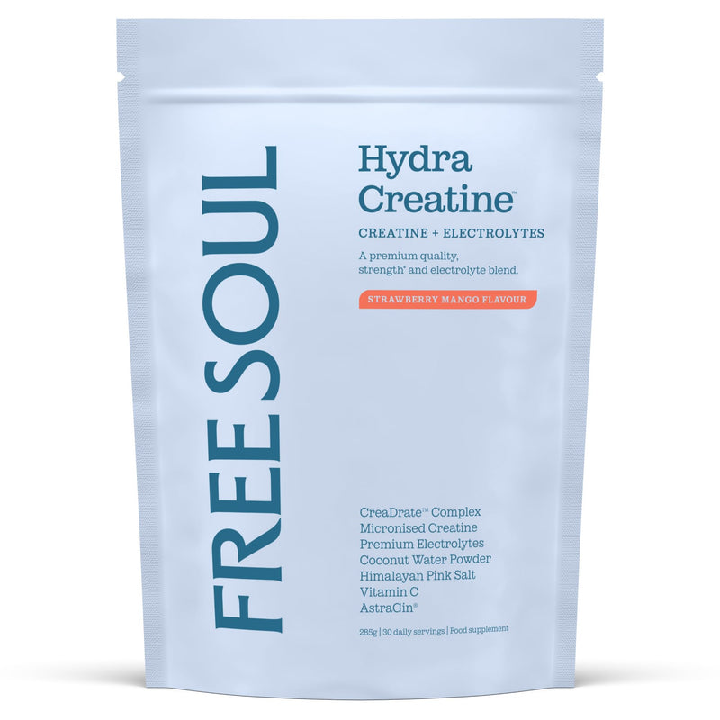 HydraCreatine™ Creatine Monohydrate & Electrolytes Powder | Hydrate, Performance & Strength All in 1 with Magnesium, Vitamin C, Biotin & Coconut Water | Strawberry Mango Flavoured | Free Soul