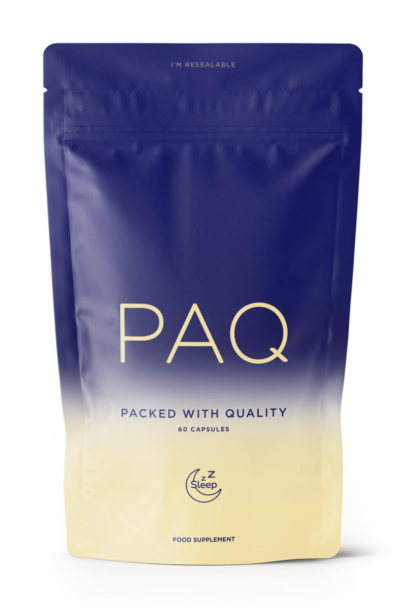 Sleep PAQ Natural Sleep Aid – 60 Vegan Capsules – Magnesium, L-Theanine, Passion Flower, Cherry – Non-Habit Forming, No Melatonin – Clinically Dosed for Sleep, Recovery & Relaxation