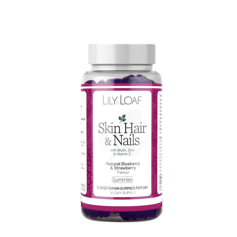 Lily & Loaf Skin, Hair & Nail Gummies – 60 Vegetarian Gummies | 30-Day Supply | with Biotin & Vitamin E for Hair Growth, Skin Radiance & Nail Strength | Beauty Supplement for Women & Men