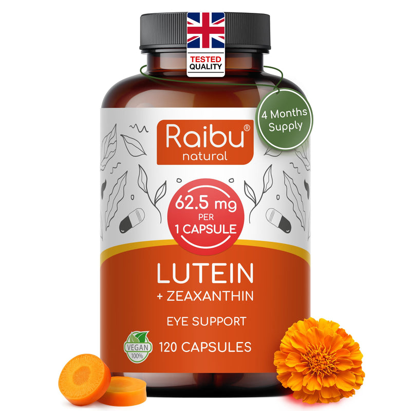 Lutein and Zeaxanthin Supplement - 4 Month Supply - 50mg Lutein with 12.5mg Zeaxanthin, Eye Vitamins A & B2 - Vegan Eye Support Formula - 120 Capsules, 1 Capsule Daily