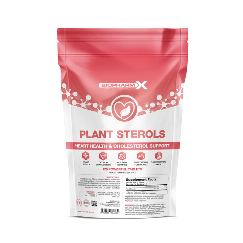 High Strength Plant Sterols 2400mg per Serving (120 Vegan Tablets) Beta-Sitosterol Formula to Lower Cholesterol - Heart & Cardiovascular Support – Suitable for Vegans