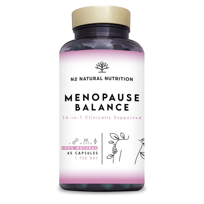 Menopause Supplements, 14-in-1 Formula with Clinical Support. 45 Capsules with Vitamin d3 k2, Omega 3, Biotin, Folic Acid. Estrogen and Hormone Balance for Women. N2 Natural Nutrition® Menopause Supplements