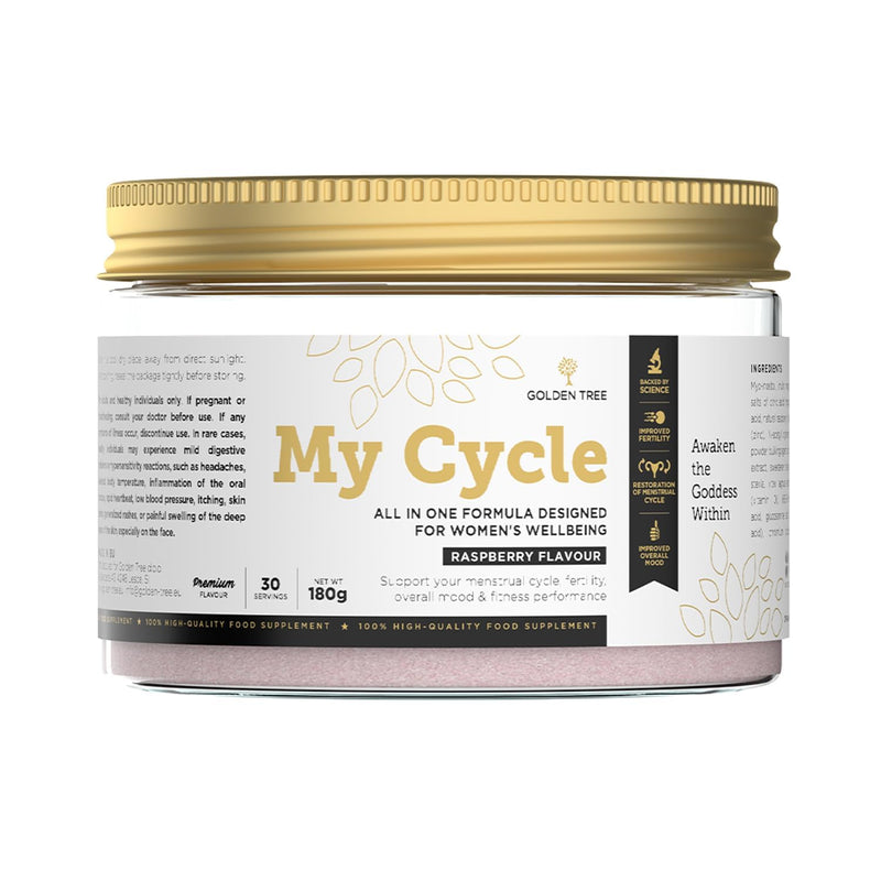 Golden Tree My Cycle Raspberry – Myo-Inositol Powder with Inulin, NAC, Folic Acid, Zinc, Magnesium & Chromium – Inositol Powder for Women, 180 g (30 Servings)