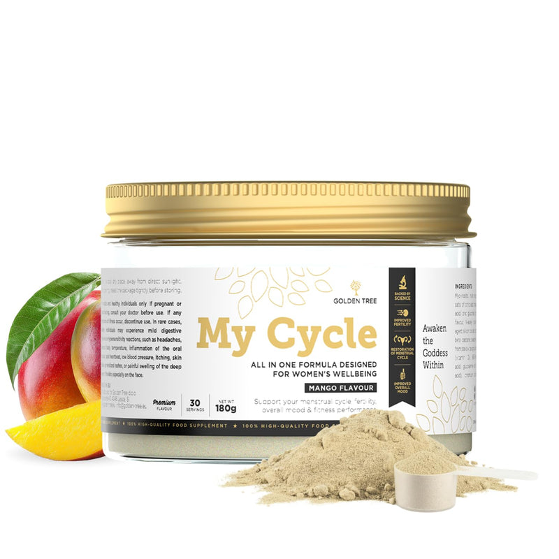 Golden Tree My Cycle Mango – Myo-Inositol Powder with Inulin, NAC, Folic Acid, Zinc, Magnesium & Chromium – Inositol Powder for Women, 180 g (30 Servings) Pack of 1