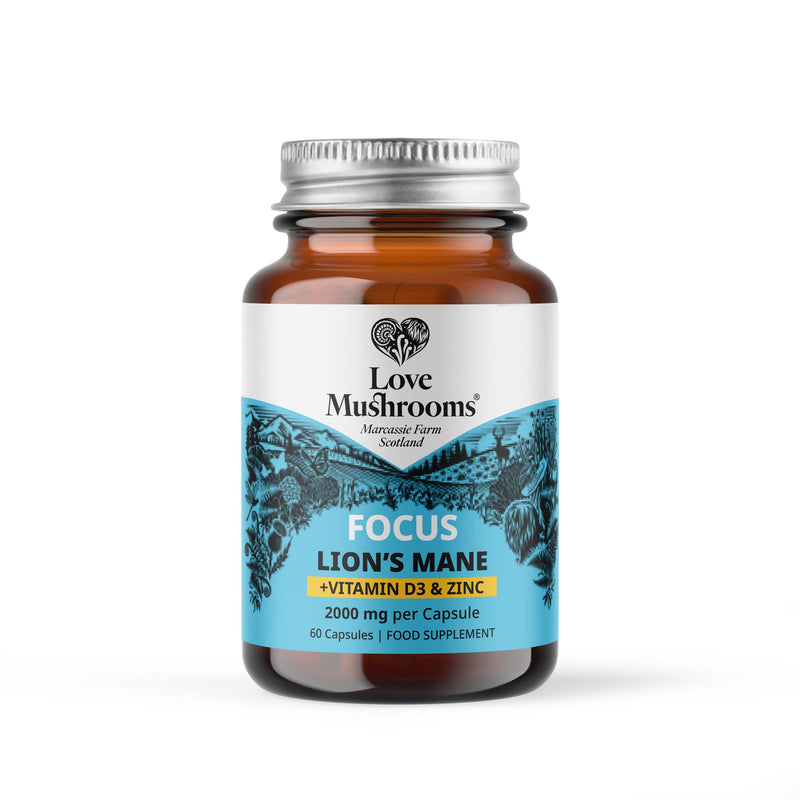 Lion’s Mane Plus Vitamin D3 & Zinc Capsules | Cognitive Support, Immunity Boost, Energy & Vitality | 60 Capsules, Vegan, Made in UK