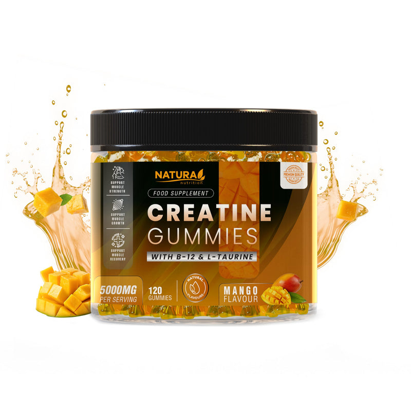 Creatine Gummies 5000mg Max Strength Creatine Monohydrate + B12 & L-Taurine – Build Muscle, Boost Energy & Speed Recovery – Mango Pre Workout for Men & Women – 120 Vegan Gummies | 30 Day Supply 120 count (Pack of 1)