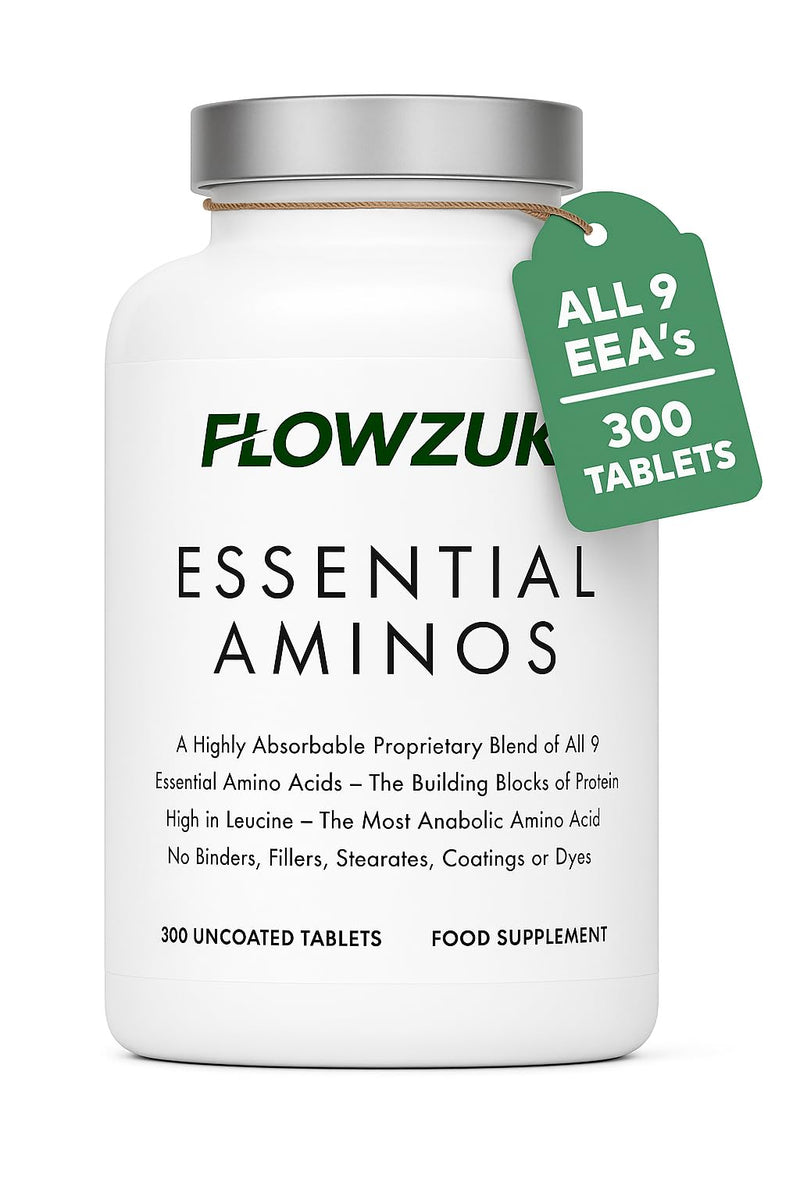 Essential Amino Acids – 300 Tablets | Full Spectrum EAAs with BCAAs | Vegan-Friendly | UK Made | High-Strength Amino Supplement