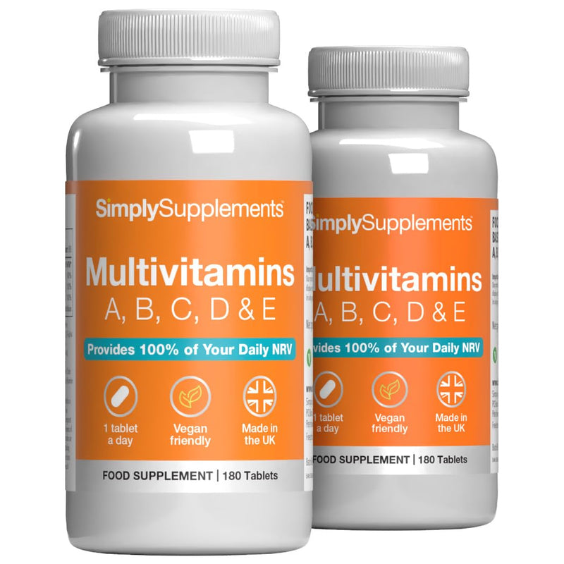 Multivitamin Complex | Supports Immune Health, Energy & Skin Health | Suitable for Vegans & Vegetarians | 360 Tablets = 12 Months’ Supply | Manufactured in The UK in Accordance with GMP Standards 180 count (Pack of 2)
