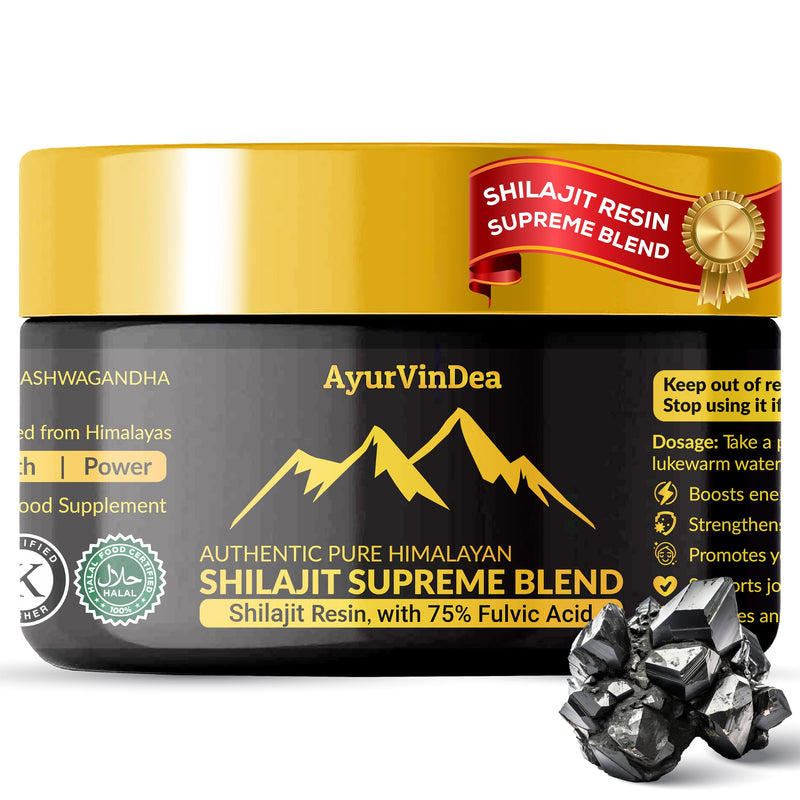 Pure Shilajit Resin 30g – Pure Himalayan Shilajit Resin with 75% Fulvic Acid, Ashwagandha & Herbal Blend (Black Musli, Gokshura, Turmeric) – Supports Energy & Vitality – (60-Day Supply)