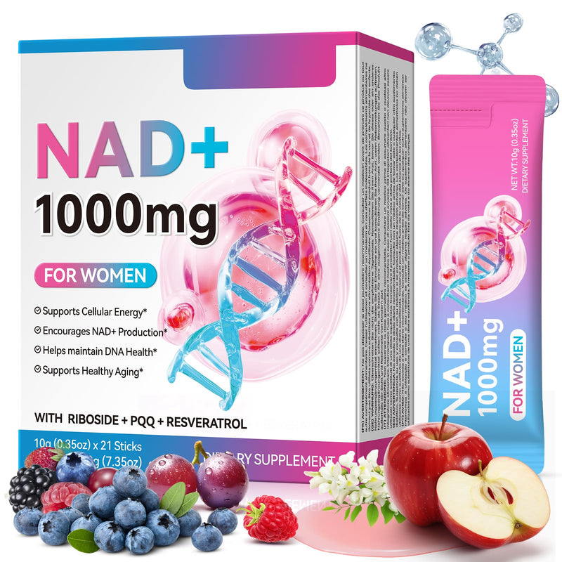 NAD+ Supplement for Women 1000mg, Ultra High Absorption, Liquid NAD+ Supplement for Delayed Skin Aging, Energy and Focus