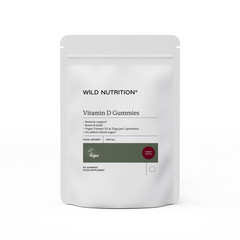 Wild Nutrition Food-Grown Adult Vitamin D Gummies | High Strength Immune Support | Bone, Muscle & Teeth Health | Made with 13 Whole Fruits | Natural Fruit Gummies | 60 Gummies