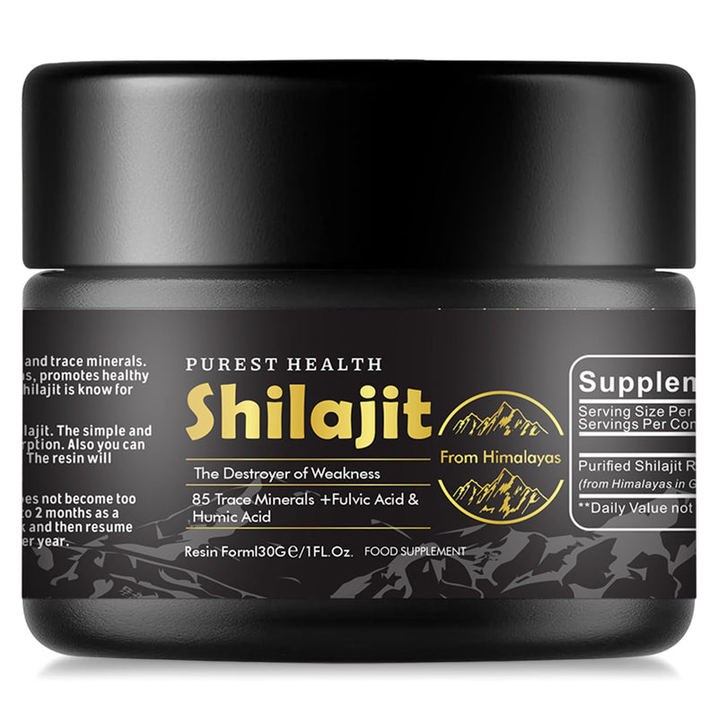 100% Natural Shilajit 30g - Premium Himalayan Resin - Rich in Fulvic & Humic Acid & 85 Trace Minerals - for Optimal Health 30 g (Pack of 1)